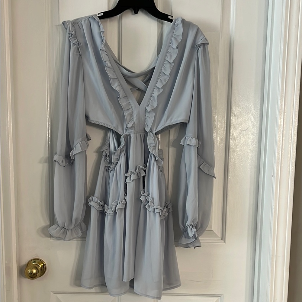 Privy Gray Cut Out Tie Front Sundress